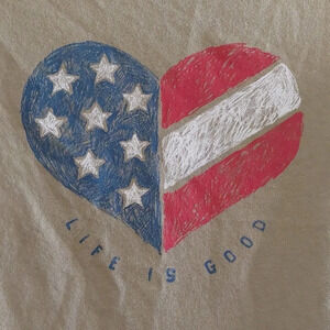 LIFE IS GOOD Womens American "Heart" Tank Top Medium Patriotic 4th of July